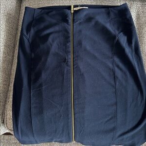 Michael Kors Navy Knee Length Skirt with Gold Zipper - Barely Worn